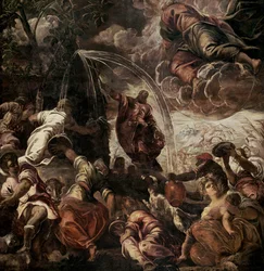 Moses schlägt Wasser aus dem Felsen, 1575